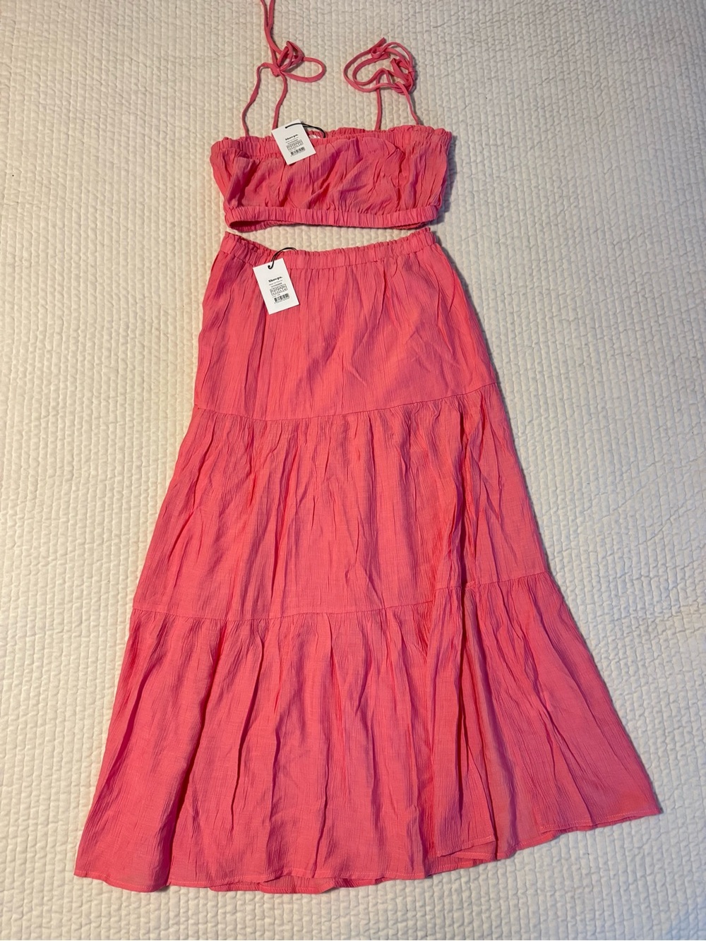 Showpo Pink Two-Piece Crop Top & Maxi Skirt Set